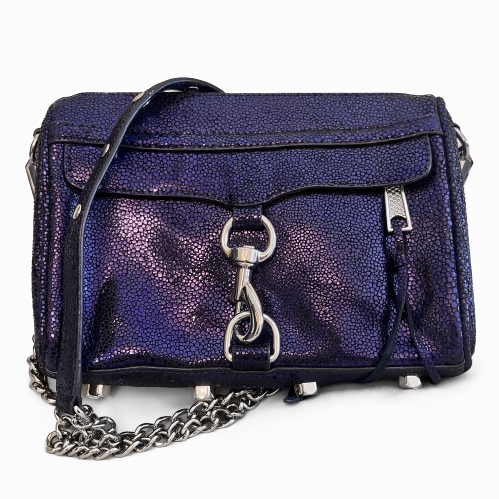 Rebecca Minkoff Purple Metallic Pebbled Leather Crossbody Bag NWOT